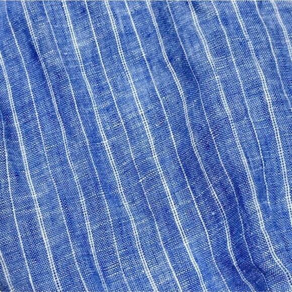 Land's End Womens 100% Linen Blue Striped Size 1X Minimalist Coastal Beachy - Picture 5 of 9